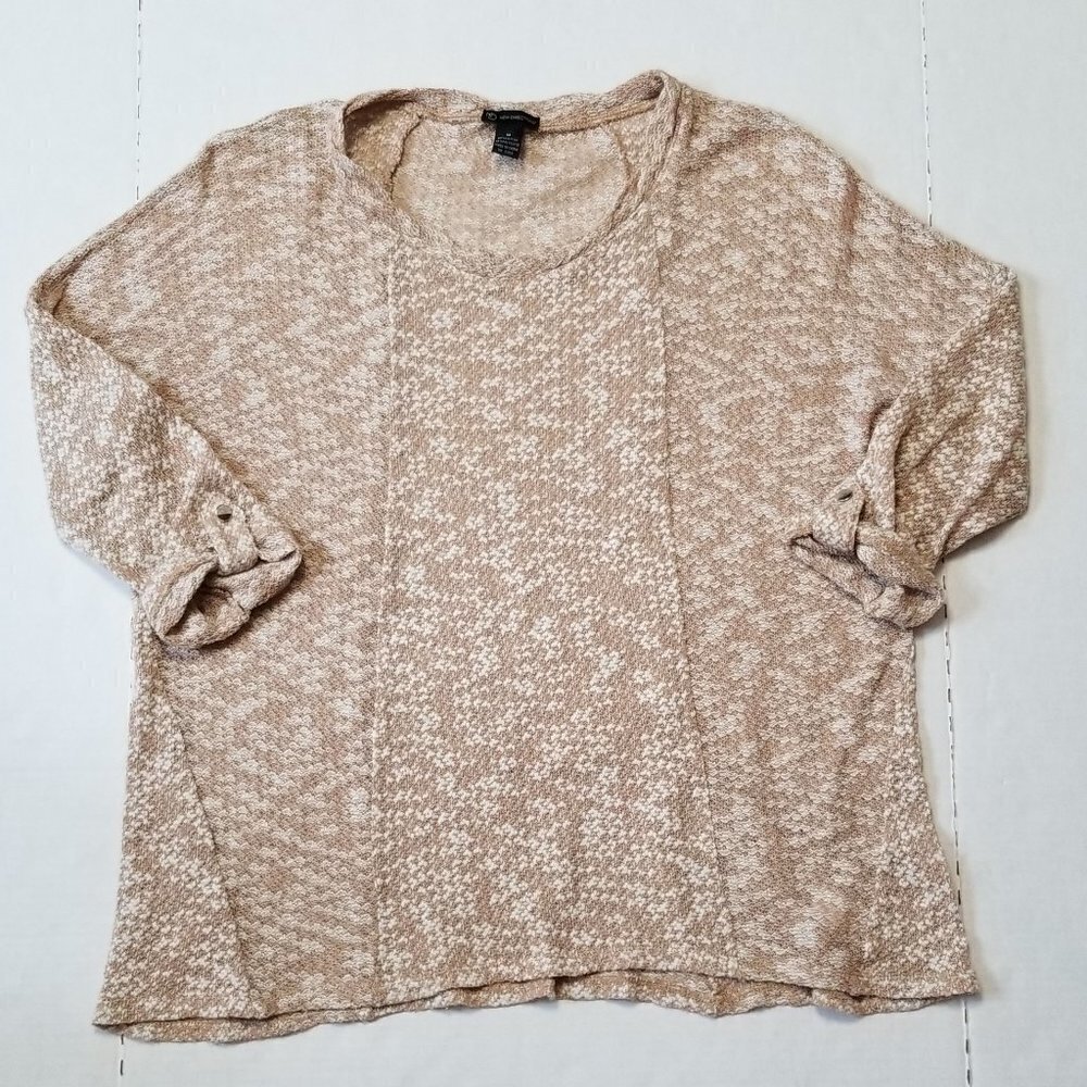 New Directions Medium Tan & Cream knit blouse